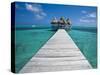 Belize, Ambergris Caye, San Pedro, Ramons Village Resort Pier and Palapa-Jane Sweeney-Stretched Canvas