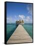 Belize, Ambergris Caye, San Pedro, Ramons Village Resort Pier and Palapa-Jane Sweeney-Framed Stretched Canvas