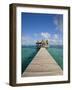 Belize, Ambergris Caye, San Pedro, Ramons Village Resort Pier and Palapa-Jane Sweeney-Framed Photographic Print