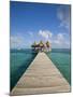 Belize, Ambergris Caye, San Pedro, Ramons Village Resort Pier and Palapa-Jane Sweeney-Mounted Photographic Print