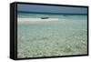 Belize, Belize. Goff's Caye. Red Kayak on White Sand Beach-Cindy Miller Hopkins-Framed Stretched Canvas