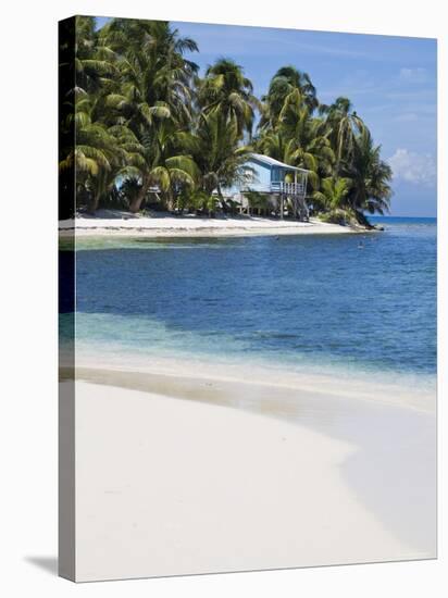 Belize, Ranguana Caye, Palm Trees and Beach-Jane Sweeney-Stretched Canvas