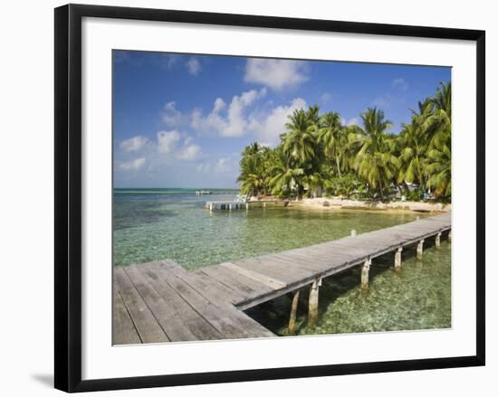 Belize, Tobaco Caye, Pier and Beach-Jane Sweeney-Framed Photographic Print