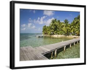 Belize, Tobaco Caye, Pier and Beach-Jane Sweeney-Framed Photographic Print