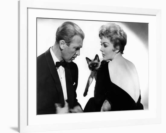 BELL, BOOK AND CANDLE, 1958 directed by RICHARD QUINE James Stewart and Kim Novak (b/w photo)-null-Framed Photo