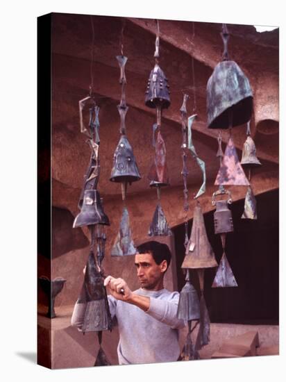 Bell Maker Paolo Soleri in His Workshop at Scottsdale, Az-Nina Leen-Stretched Canvas