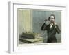 Bell's Telephone in Operation, Late 19th Century-null-Framed Giclee Print