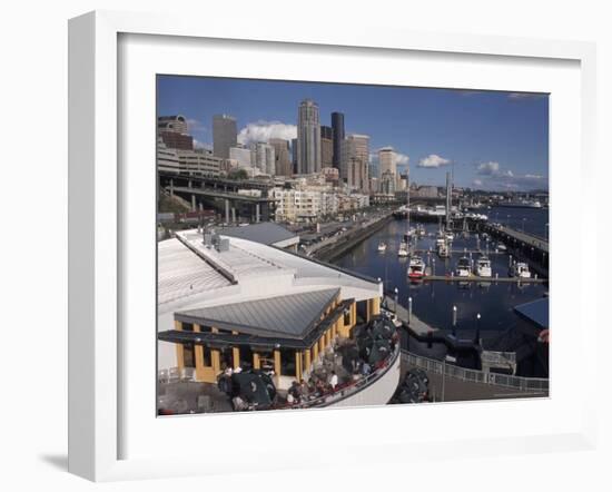 Bell Street Pier and Harbor on Elliott Bay, Seattle, Washington, USA-Connie Ricca-Framed Photographic Print