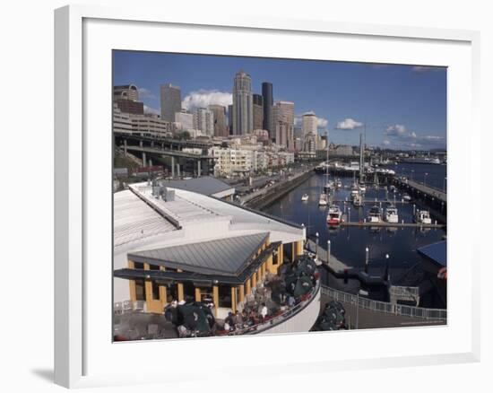 Bell Street Pier and Harbor on Elliott Bay, Seattle, Washington, USA-Connie Ricca-Framed Photographic Print