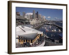 Bell Street Pier and Harbor on Elliott Bay, Seattle, Washington, USA-Connie Ricca-Framed Photographic Print