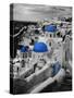 Bell Tower and Blue Domes of Church in Village of Oia, Santorini, Greece-Darrell Gulin-Stretched Canvas