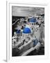 Bell Tower and Blue Domes of Church in Village of Oia, Santorini, Greece-Darrell Gulin-Framed Photographic Print