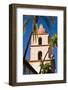Bell tower and palms at the Santa Barbara Mission, Santa Barbara, California, USA-Russ Bishop-Framed Photographic Print
