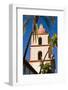 Bell tower and palms at the Santa Barbara Mission, Santa Barbara, California, USA-Russ Bishop-Framed Photographic Print