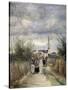 Bell Tower in Argenteuil (Road to the Churc), 1870S-Jean-Baptiste-Camille Corot-Stretched Canvas