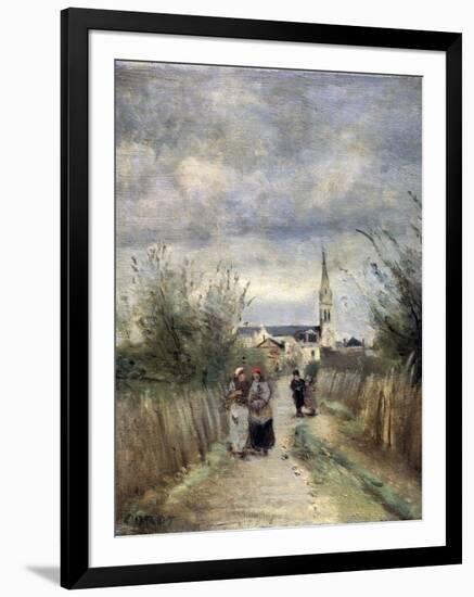 Bell Tower in Argenteuil (Road to the Churc), 1870S-Jean-Baptiste-Camille Corot-Framed Premium Giclee Print