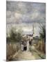 Bell Tower in Argenteuil (Road to the Churc), 1870S-Jean-Baptiste-Camille Corot-Mounted Premium Giclee Print