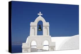 Bell Tower of a White Church, Oia, Santorini, Cyclades, Aegean Sea, Greek Islands, Greece, Europe-Markus Lange-Stretched Canvas