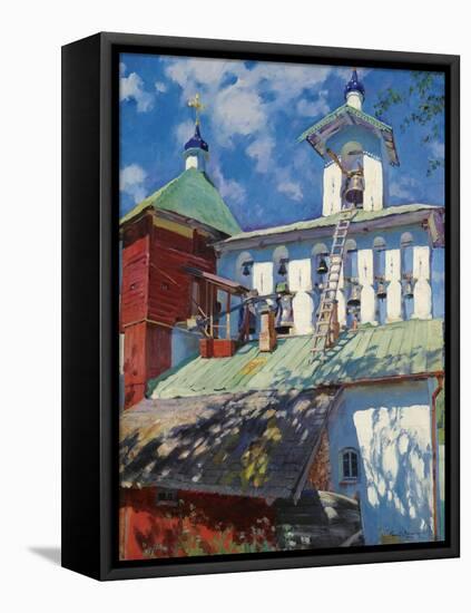 Bell Tower of the Pskovo-Pechersky Monastery-Sergei Arsenyevich Vinogradov-Framed Stretched Canvas