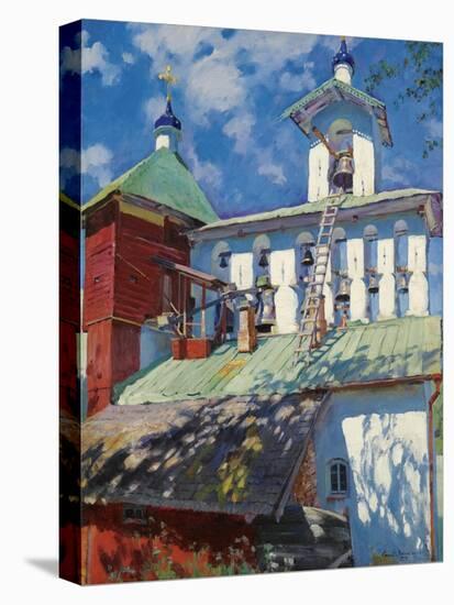 Bell Tower of the Pskovo-Pechersky Monastery-Sergei Arsenyevich Vinogradov-Stretched Canvas