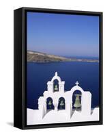 Bell Tower on Christian Church, Oia (Ia), Santorini (Thira), Aegean Sea, Greece-Sergio Pitamitz-Framed Stretched Canvas