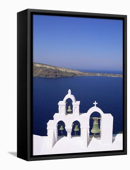 Bell Tower on Christian Church, Oia (Ia), Santorini (Thira), Aegean Sea, Greece-Sergio Pitamitz-Framed Stretched Canvas