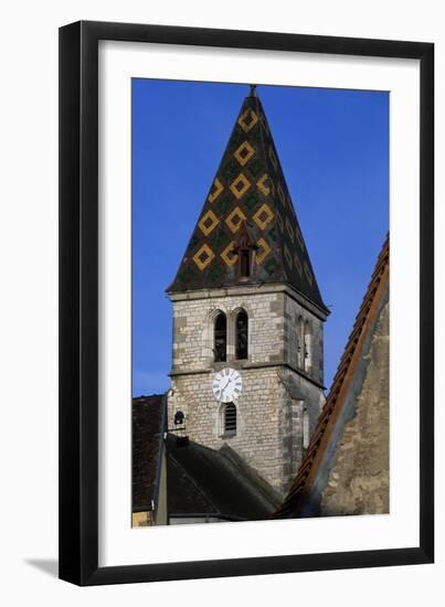 Bell Tower, Parish Church of Cuchey, Burgundy, France-null-Framed Giclee Print