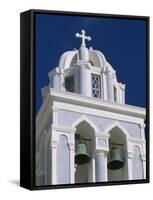 Bell tower, Santorin, Greece-Murat Taner-Framed Stretched Canvas