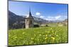 Bell tower surrounded by wildflowers and meadows in spring, Luzein, Switzerland-Roberto Moiola-Mounted Photographic Print