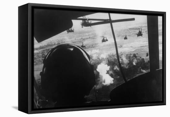 Bell Uh-1 Huey Squadron Firing on Vietcong-Dirck Halstead-Framed Stretched Canvas