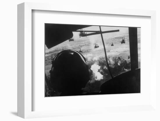 Bell Uh-1 Huey Squadron Firing on Vietcong-Dirck Halstead-Framed Photographic Print