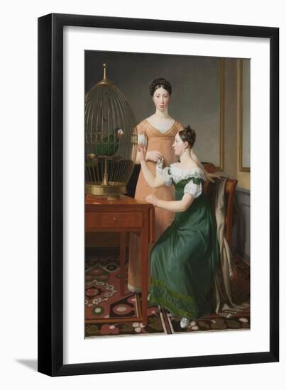 Bella and Hanna. The Eldest Daughters of M.L. Nathanson, 1820-Christoffer-wilhelm Eckersberg-Framed Giclee Print