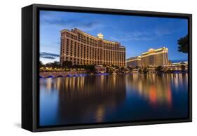 Bellagio and Caesars Palace Reflections at Dusk, the Strip, Las Vegas, Nevada, Usa-Eleanor Scriven-Framed Stretched Canvas