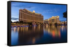 Bellagio and Caesars Palace Reflections at Dusk, the Strip, Las Vegas, Nevada, Usa-Eleanor Scriven-Framed Stretched Canvas