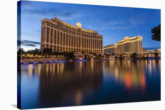 Bellagio and Caesars Palace Reflections at Dusk, the Strip, Las Vegas, Nevada, Usa-Eleanor Scriven-Stretched Canvas