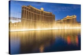 Bellagio and Caesars Palace Reflections at Dusk with Fountains, the Strip, Las Vegas, Nevada, Usa-Eleanor Scriven-Stretched Canvas