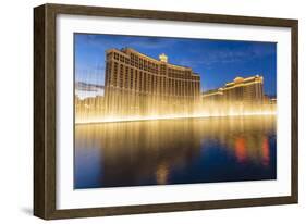 Bellagio and Caesars Palace Reflections at Dusk with Fountains, the Strip, Las Vegas, Nevada, Usa-Eleanor Scriven-Framed Photographic Print