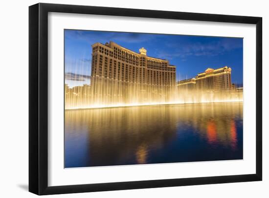 Bellagio and Caesars Palace Reflections at Dusk with Fountains, the Strip, Las Vegas, Nevada, Usa-Eleanor Scriven-Framed Photographic Print