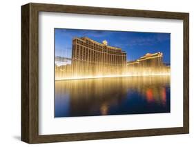 Bellagio and Caesars Palace Reflections at Dusk with Fountains, the Strip, Las Vegas, Nevada, Usa-Eleanor Scriven-Framed Photographic Print