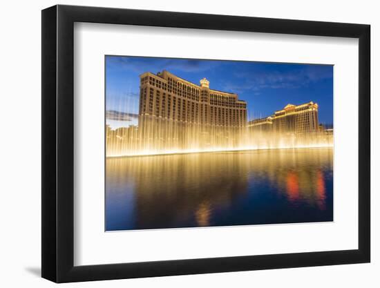 Bellagio and Caesars Palace Reflections at Dusk with Fountains, the Strip, Las Vegas, Nevada, Usa-Eleanor Scriven-Framed Photographic Print