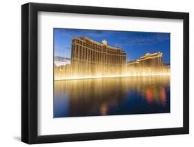 Bellagio and Caesars Palace Reflections at Dusk with Fountains, the Strip, Las Vegas, Nevada, Usa-Eleanor Scriven-Framed Photographic Print