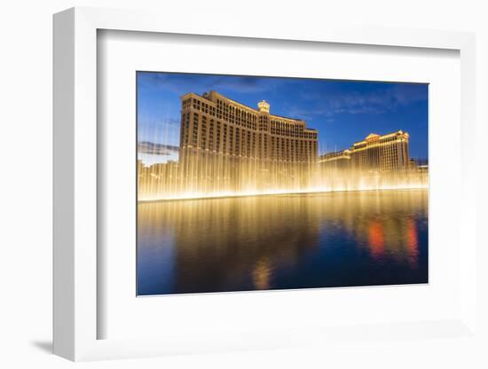 Bellagio and Caesars Palace Reflections at Dusk with Fountains, the Strip, Las Vegas, Nevada, Usa-Eleanor Scriven-Framed Photographic Print