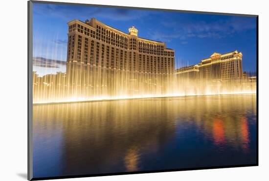 Bellagio and Caesars Palace Reflections at Dusk with Fountains, the Strip, Las Vegas, Nevada, Usa-Eleanor Scriven-Mounted Photographic Print