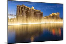 Bellagio and Caesars Palace Reflections at Dusk with Fountains, the Strip, Las Vegas, Nevada, Usa-Eleanor Scriven-Mounted Photographic Print