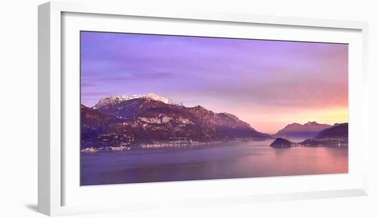 Bellagio and Varenna viewed from Menaggio on the western shore of Lake Como at sunset, Italy-Simon Montgomery-Framed Photographic Print