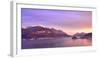 Bellagio and Varenna viewed from Menaggio on the western shore of Lake Como at sunset, Italy-Simon Montgomery-Framed Photographic Print