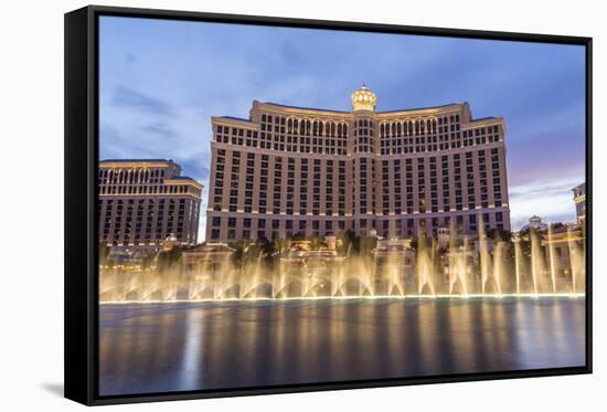 Bellagio at Dusk with Fountains, the Strip, Las Vegas, Nevada, Usa-Eleanor Scriven-Framed Stretched Canvas