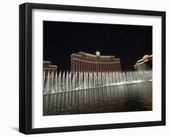 Bellagio Hotel at Night with its Famous Fountains, the Strip, Las Vegas, Nevada, USA-Robert Harding-Framed Photographic Print