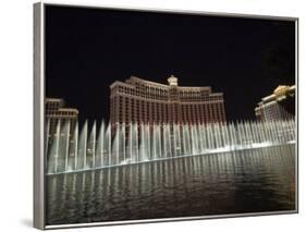 Bellagio Hotel at Night with its Famous Fountains, the Strip, Las Vegas, Nevada, USA-Robert Harding-Framed Photographic Print