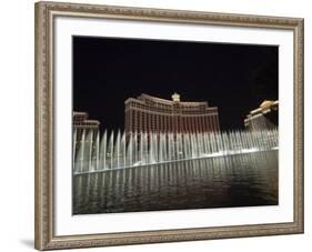 Bellagio Hotel at Night with its Famous Fountains, the Strip, Las Vegas, Nevada, USA-Robert Harding-Framed Photographic Print